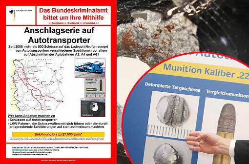 Der mysteriöse Schütze verwendet Patronen vom Kaliber 22 und ballert auf der Autobahn auf Autos...