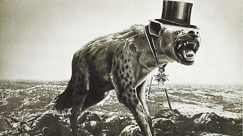 John Heartfields prophetische Collage "Krieg und  Leichen - Die letzte Hoffnung der Reichen" aus dem Jahr 1932 .