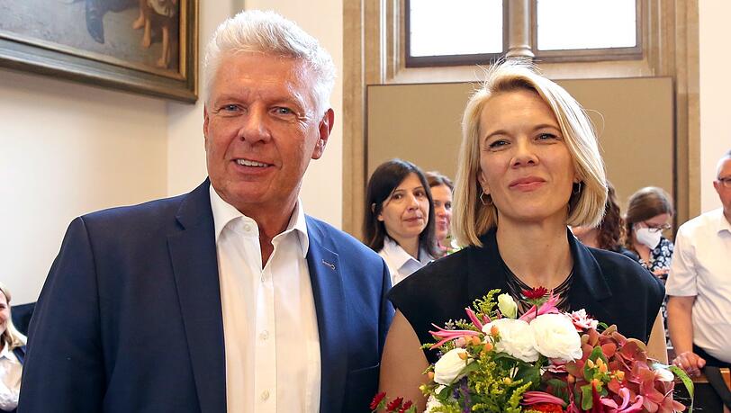 Dornheim nach ihrer Wahl mit OB Dieter Reiter.