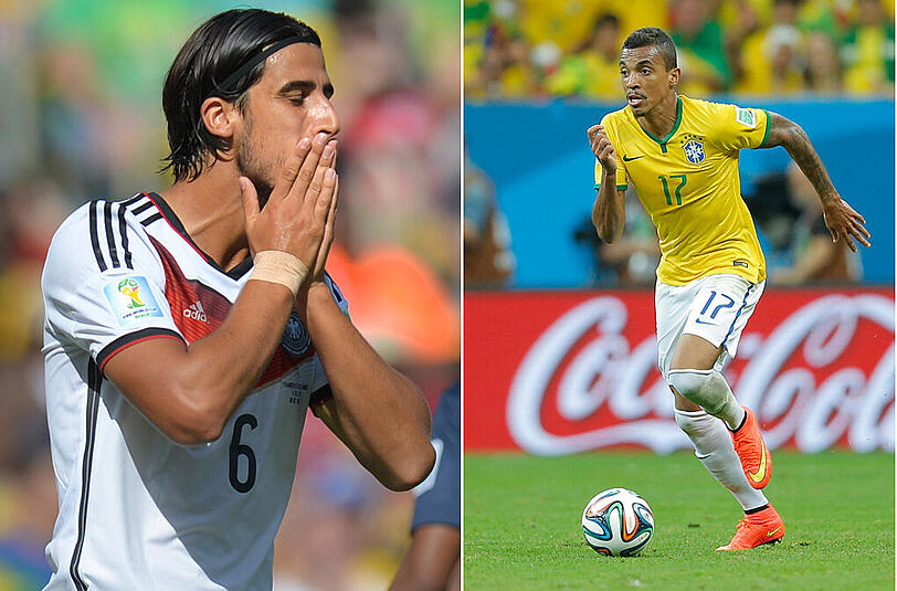 KHEDIRA &ndash; GUSTAVO: Für Bundestrainer Löw ist Khedira als Anführer unersetzlich. Auf dem Platz dagegen fehlt dem lange verletzten Real-Profi noch der letzte Rest Fitness, den er für sein laufintensives Spiel braucht. Der Wolfsburger Abräumer Gustavo dagegen kehr nach einer Gelbsperre ausgeruht zurück &ndash; und wird wohl auch gegen Deutschland vor der Abwehr der Brasilianer alles blitzblank putzen. Klarer Vorteil.     Stand: 3,5: 2,5