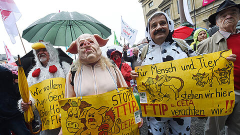 Großkundgebung gegen CETA und TTIP am Samstag in München: die Bilder von der Demo am Odeonsplatz.