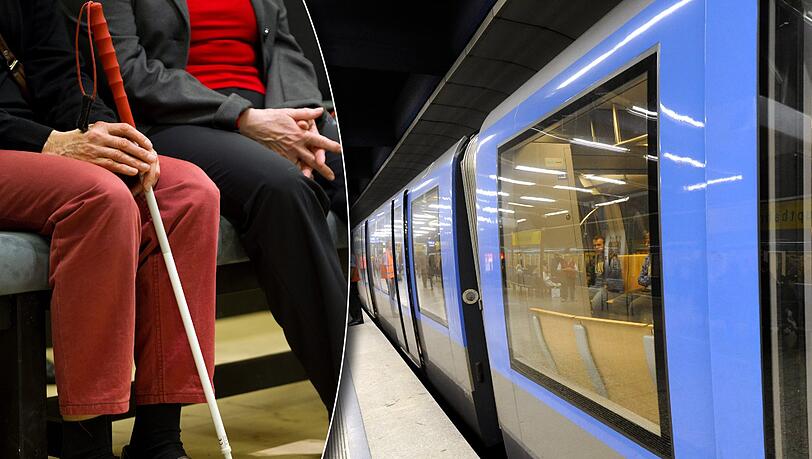 Irre Attacke auf eine blinde Frau: Ein Mann schubst eine 37-Jährige mit Blindenstock so fest durch die U-Bahn, dass sie fast gestürzt wäre.