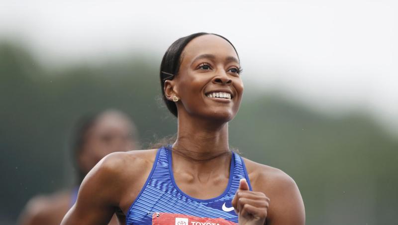 Hat einen neuen Weltrekord über 400 Meter Hürden aufgestellt: Dalilah Muhammad aus den USA. Hat einen neuen Weltrekord über 400 Meter Hürden aufgestellt: Dalilah Muhammad aus den USA.