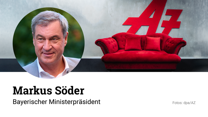 Auf der roten Couch nimmt Platz Markus S&ouml;der &ndash; am 25. November 2025 im Deutschen Theater.