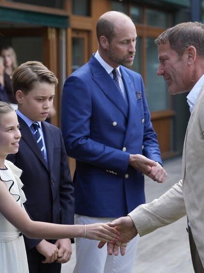 Prinzessin Kate, Prinzessin Charlotte, Prinz George und Prinz William in Wimbledon.