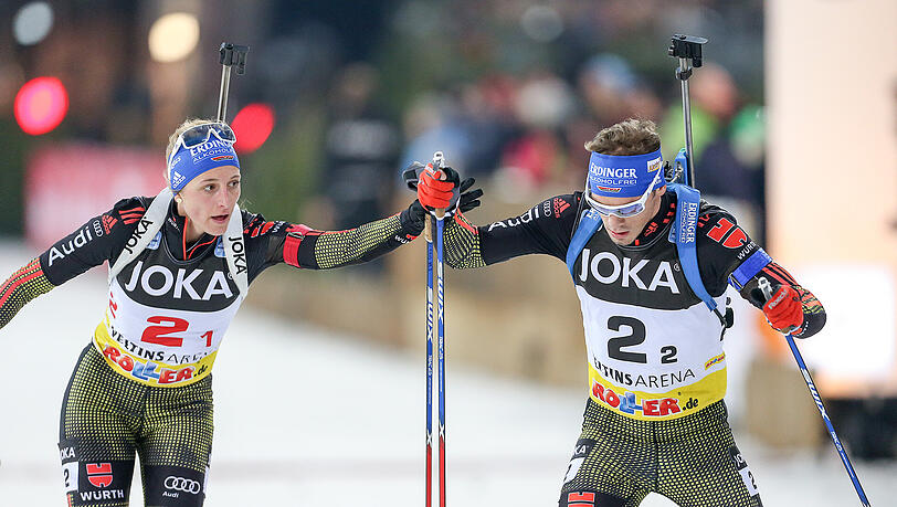 Überlegener Sieg beim Schalker Biathlon für das Duo Vanesaa Hinz und Simon Schempp. Überlegener Sieg beim Schalker Biathlon für das Duo Vanesaa Hinz und Simon Schempp.