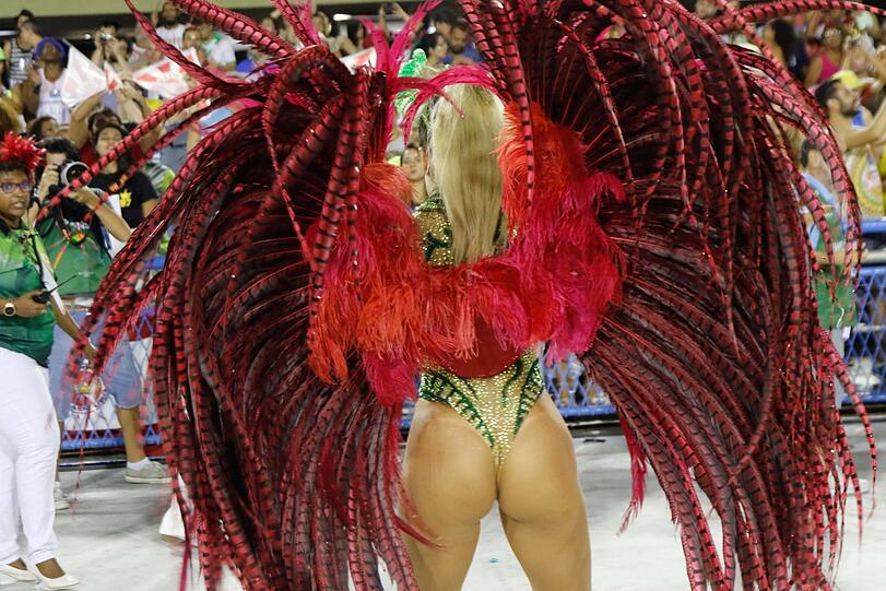 Athletische Tänzer, heiße Rhythmen und kunstvolle Kostüme - die Bilder vom Karneval aus dem Sambadrom in Rio de Janeiro.
