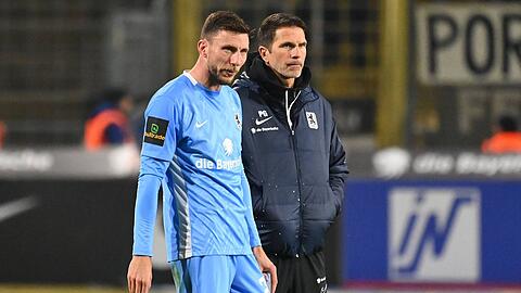 Frustration machte sich bei Philipp Maier und seinem Trainer Patrick Glöckner nach der 0:3-Pleite gegen Bielfeld breit.