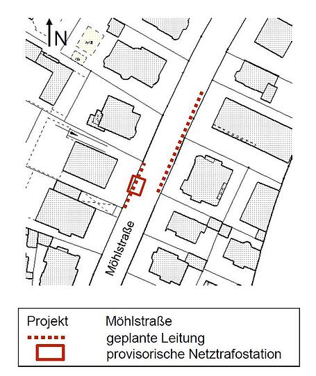Während der Bauzeit werden Teile der Fahrbahn und der Gehsteige abgesperrt.