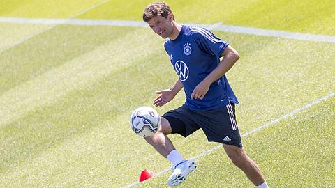 Thomas Müller beim Training der deutschen Nationalmannschaft.