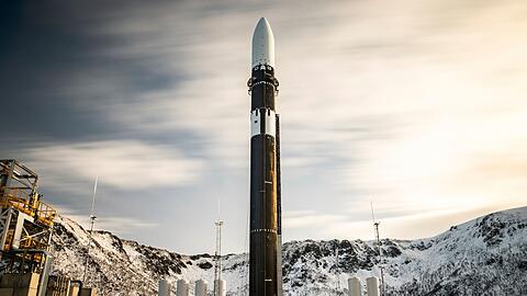 Die Rakete von Isar Aerospace auf dem Startplatz in Norwegen. (Handout)