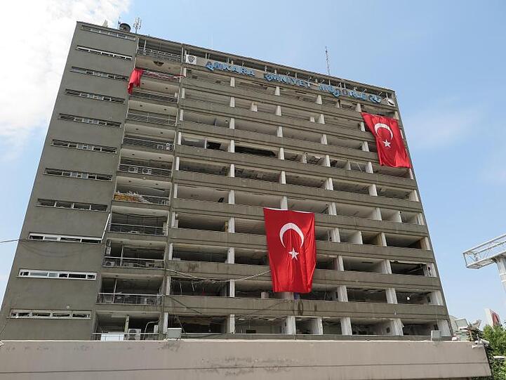 Das von Putschisten angegriffene Polizei-Hauptquartier in Ankara, aufgenommen im August 2016.