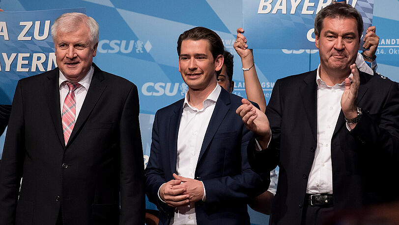 Horst Seehofer (links), Sebastian Kurz (ÖVP) und Markus Söder (CSU). Horst Seehofer (links), Sebastian Kurz (ÖVP) und Markus Söder (CSU).