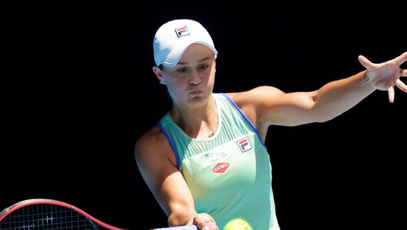 Ashleigh Barty im Viertelfinalspiel gegen Petra Kvitova . Ashleigh Barty im Viertelfinalspiel gegen Petra Kvitova .