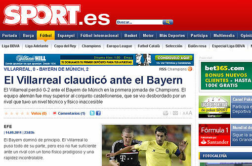 SPORT: &bdquo;Die Bayern haben mit ihrem ersten Spiel in der Champions League das Oktoberfest im Voraus gefeiert. Der Sieg war unanfechtbar. Villarreal hatte nie eine Chance.&ldquo;