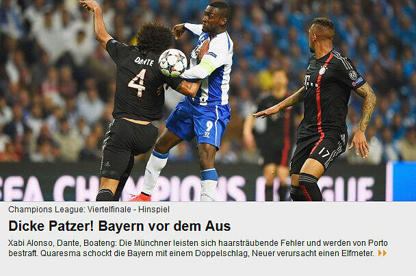 Auch bei sportal.de stehen die Fehler der Bayern im Forkus.