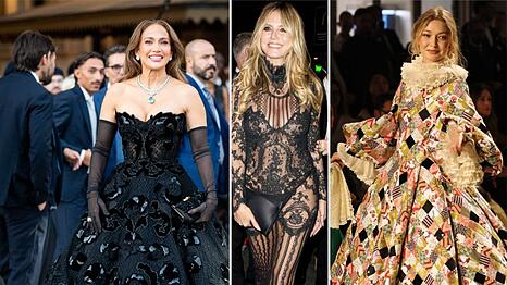 Jennifer Lopez, Heidi Klum und Gigi Hadid (v.l.) verzauberten bei der Fashion Week in Mailand.