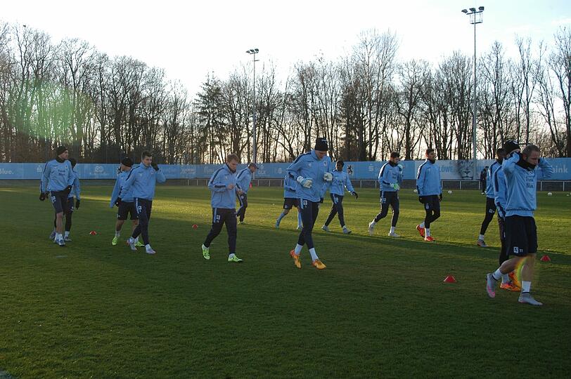 Die Löwen übten bei der Trainingseinheit am Dienstagnachmittag vor allem das Kombinationsspiel.