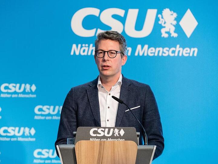 Markus Blume, CSU-Generalsekretär, spricht auf einer Pressekonferenz. Foto: Matthias Balk/dpa/Archivbild
