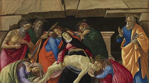 Kann passend zur Karwoche besichtigt werden: Sandro Botticellis &bdquo;Beweinung Christi&ldquo; (1490/95) in der Alten Pinakothek.