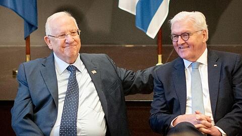 Beim Schulbesuch: Israels Präsident Reuven Rivlin und Bundespräsident Frank-Walter Steinmeier im Jüdischen Gymnasium Moses Mendelssohn in Berlin.