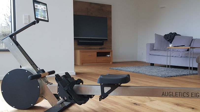 Kompakt, leicht und ansprechend gestaltet: Das Ruderergometer &bdquo;Augletics Eight&ldquo; mit hochentwickelter Software ist für den Privatanwender zu Hause optimiert.