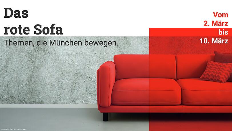 Auf einem roten Sofa werden unsere Gesprächsgäste im Barocksaal des Deutschen Theaters Platz nehmen und mit uns Themen diskutieren, die München bewegen.