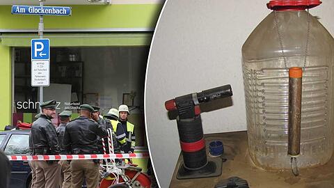 Explosive Flüssigkeit in einem Kanister, davor ein Gas-Brenner: Offenbar wollte der Mann in der Holzstraße das ganze Haus in die Luft jagen.