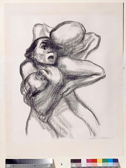 "Der Tod packt eine Frau", 1967, von Käthe Kollwitz.