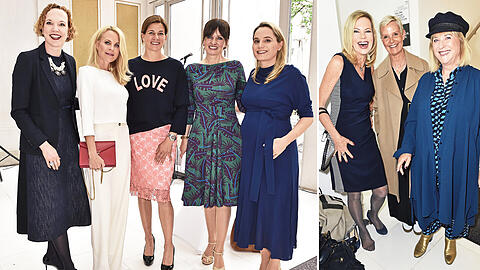 Die Villa Stuck in Frauenhand (von links): Veronika Rost, Sonja Kiefer, Marie Jeanette Ferch, Gastgeberin Sonja Lechner, Prinzessin Sarah von Isenburg, Nina Ruge, Jenny Levié und Patricia Riekel.