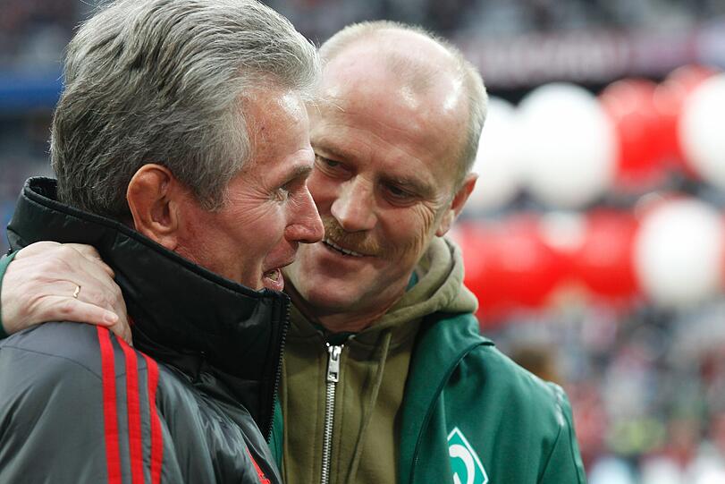 Jupp Heynckes und Thomas Schaaf (r.), die Trainer des FC Bayern München und von Werder Bremen.