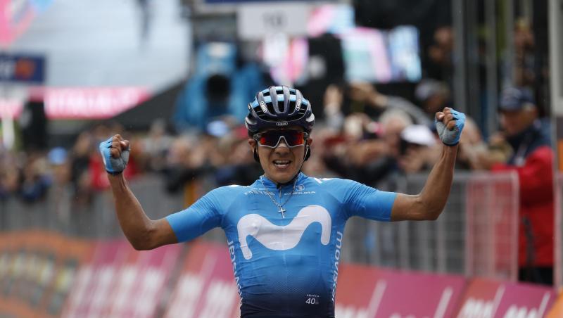 Richard Carapaz aus Ecuador eroberte durch seinen Etappensieg das Rosa Trikot. Richard Carapaz aus Ecuador eroberte durch seinen Etappensieg das Rosa Trikot.