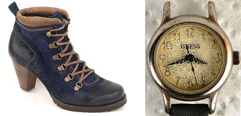 Diese Schuhe und diese Uhr trug sie.