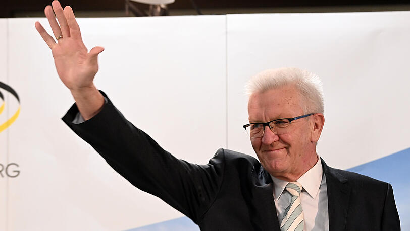 Winfried Kretschmann (Bündnis 90/Die Grünen), Ministerpräsident von Baden-Württemberg und Spitzenkandidat der Grünen nach der Bekanntgabe der Ergebnisse der Landtagswahlen.