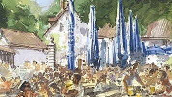 In Aquarellen und Zeichnungen zeigt Robert C. Rore München aus seiner Perspektive. In Aquarellen und Zeichnungen zeigt Robert C. Rore München aus seiner Perspektive.