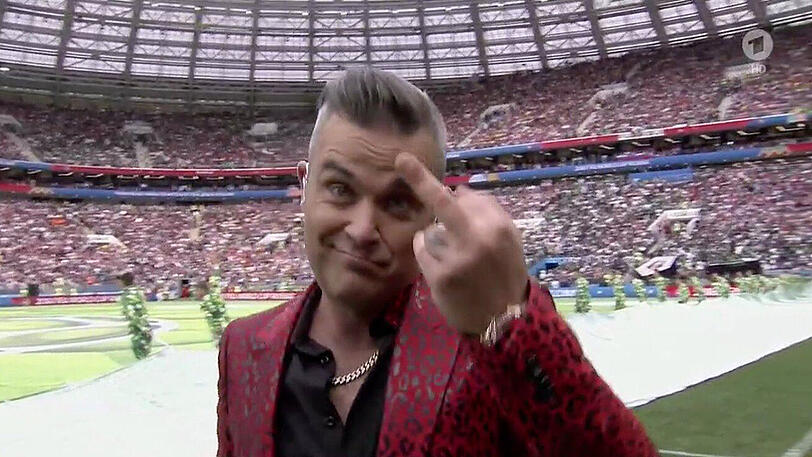 Robbie Williams sang bei der WM-Eröffnung - und pöbelte.