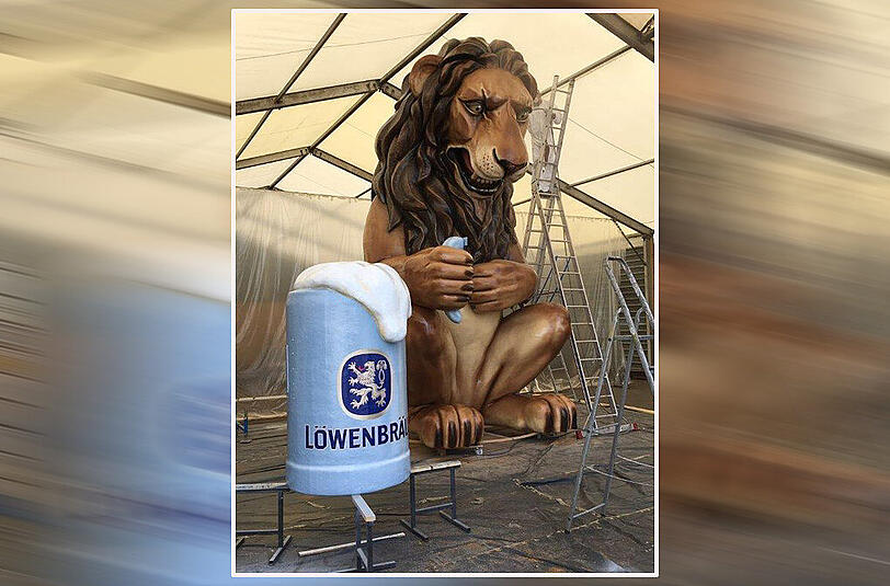 Da ist er: Der neue Löwe des Löwenbräu-Festzeltes.