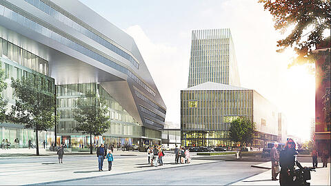 Unterhalb des Empfangsgebäudes am neuen Hauptbahnhof soll die Radl-Tiefgarage entstehen.