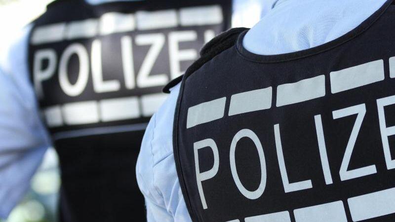 In Polizei-Westen gekleidete Polizisten. Foto: Silas Stein/Archivbild