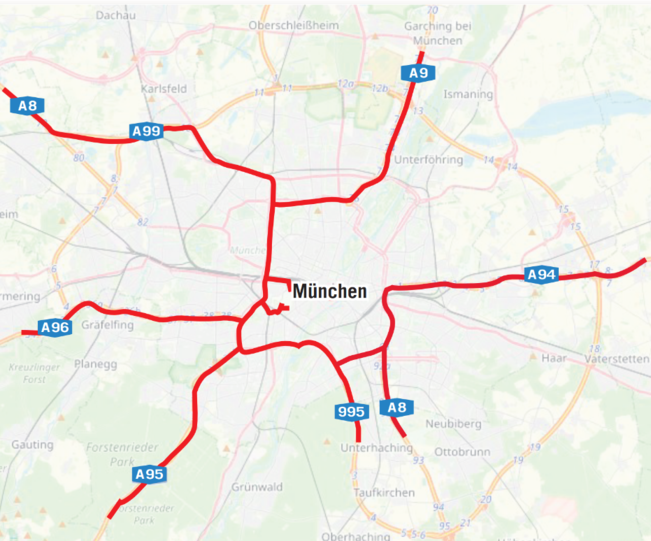 Aus allen Richtungen, vor allem über die Nürnberger, Salzburger und Passauer Autobahn rollen die Laster auf den Ring und zur Theresienwiese.