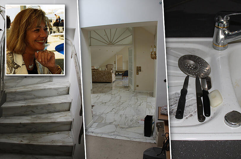 In der Wohnung, in der Charlotte Böhringer (links) ermordet wurde, hat sich in neun Jahren nicht viel getan. Sogar Spuren von der Tat und von den Ermittlungen sind noch zu sehen. Klicken Sie durch die Bilderstrecke!
