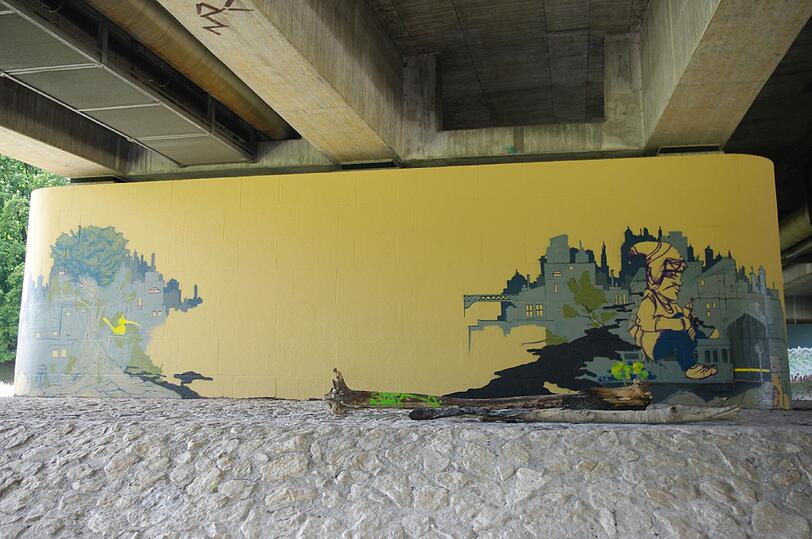 Isart Graffiti Aktion an der Brudermühlbrücke