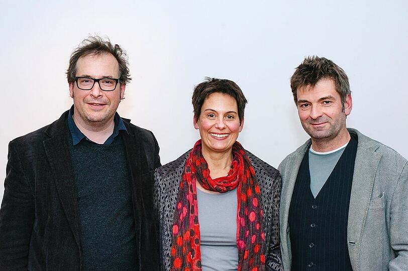 Der Vorstand der Genossenschaft (v. l.): Matthias Weinzierl (Flüchtlingsrat), Angela Bauer (HPKJ) und Till Hofmann.
