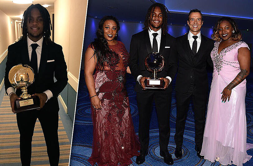 Feierlicher Anlass in festlicher Garderobe: Renato Sanches im Kreise seiner Familie bei der Verleihung des "Golden Boy Award" in Monaco.