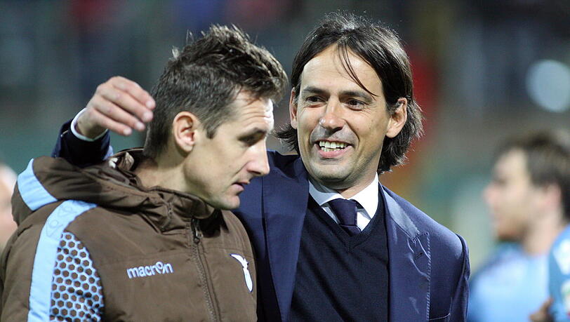 Miroslav Klose mit Lazio-Trainer Simone Inzaghi. Miroslav Klose mit Lazio-Trainer Simone Inzaghi.