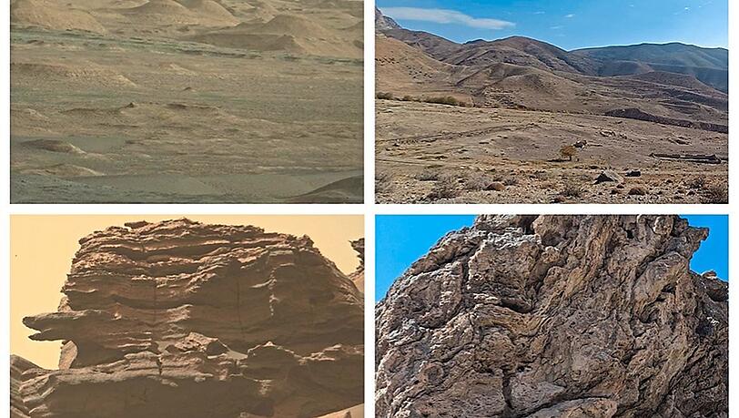 Was ist Mars, was armenische Wüste? Auflösung: Links sehen Sie den Roten Planeten, rechts die Erde. Was ist Mars, was armenische Wüste? Auflösung: Links sehen Sie den Roten Planeten, rechts die Erde.