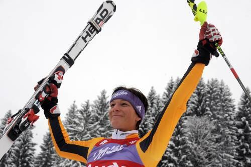 Freut sich über ihren Sieg im Slalom-Weltcup: Maria Riesch.