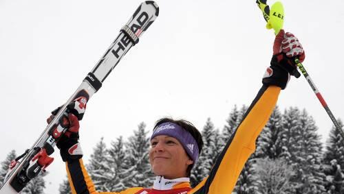 Freut sich über ihren Sieg im Slalom-Weltcup: Maria Riesch. Freut sich über ihren Sieg im Slalom-Weltcup: Maria Riesch.