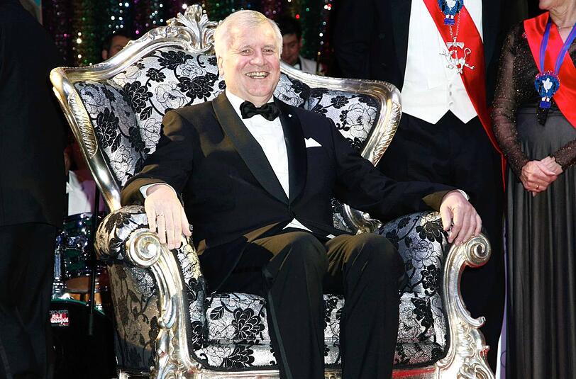 Standesgemäß: Ministerpräsident Horst Seehofer durfte bei der Narrhalla Soiree 2014 im Thron sitzen.