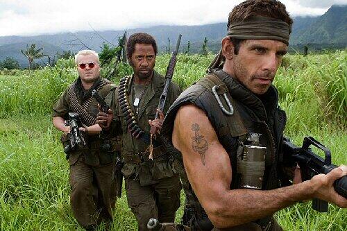 Ben Stiller, Robert Downey Jr und Jack Black (v.r.n.l) in 'Tropic Thunder'